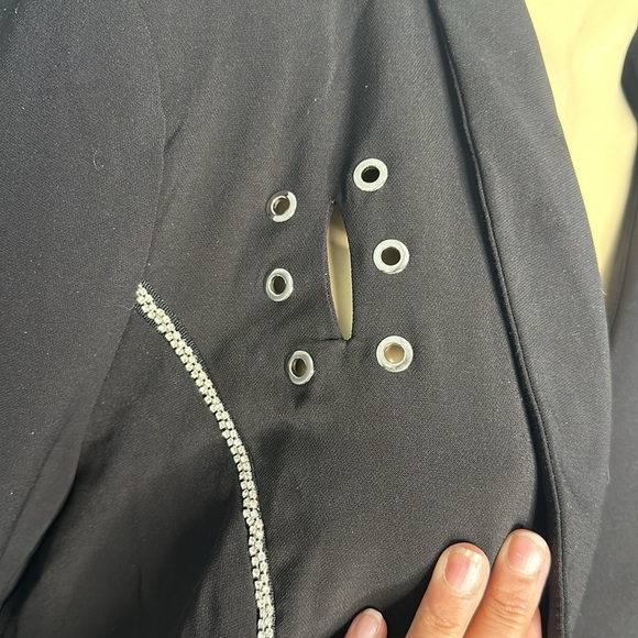 L’ATISTE zip up rhinestone fetal blazer/dress size 1X safe pin accent blazer - Picture 2 of 6
